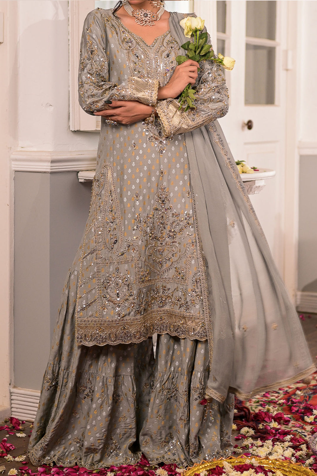 formal pakistani dresses uk Elara  Pakistani Formal Gown Dress for Engagement & Walima in UK