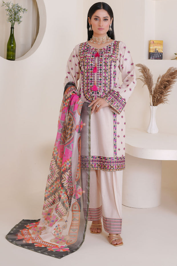 Rivaaj Cotton Floral - 1518 Cream