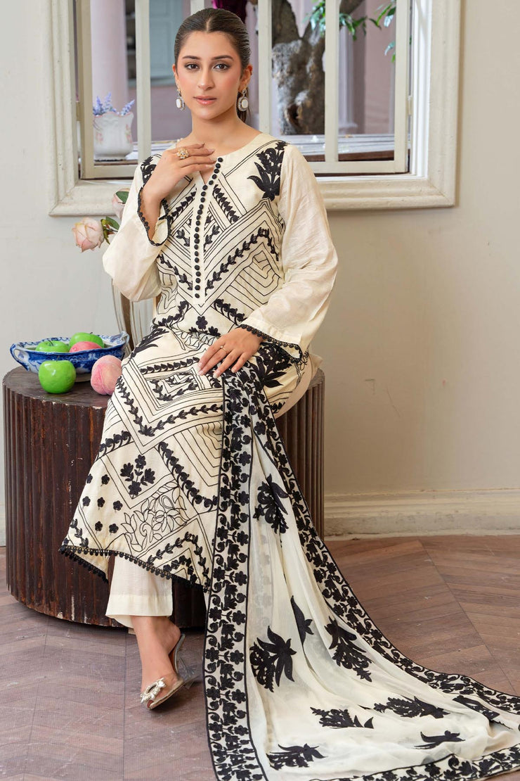 Leher Embroidered Lawn - Raniyah RLEHE04