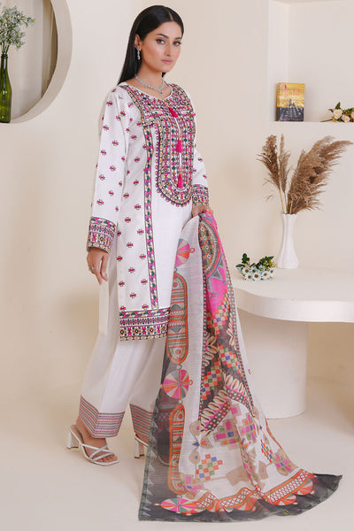 Rivaaj Cotton Floral  - 1518 White