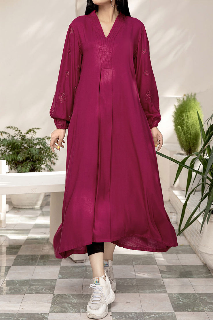 Rafia Seasonal Kurti - LELK28 PLUM