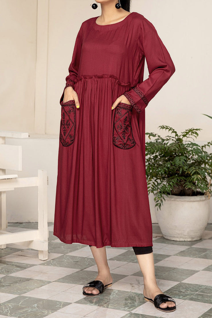 Rafia Seasonal Kurti - LELK29 MEHROON